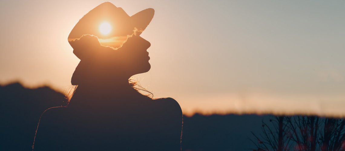 Mental health and business. Silhouette of young adult businesswoman