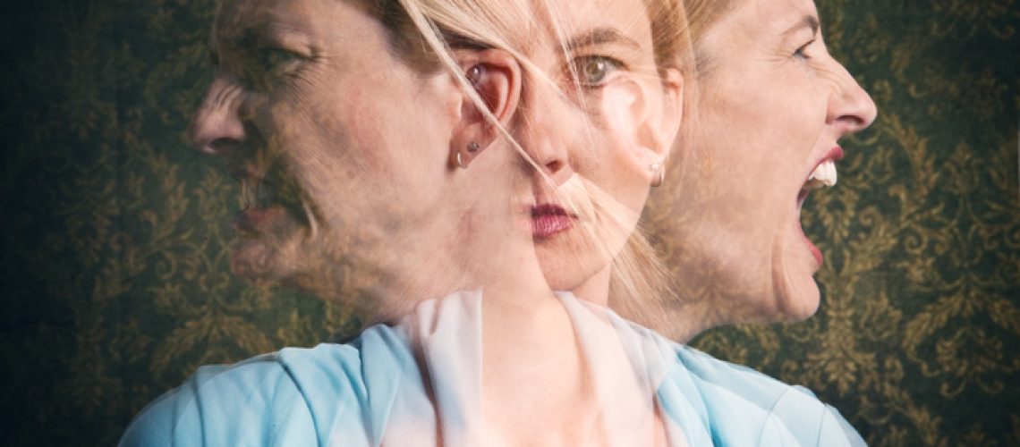 A multi-exposure of an emotional woman.